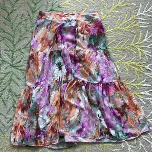 Kachel Ruffled Tie-Dye Silk Skirt 8